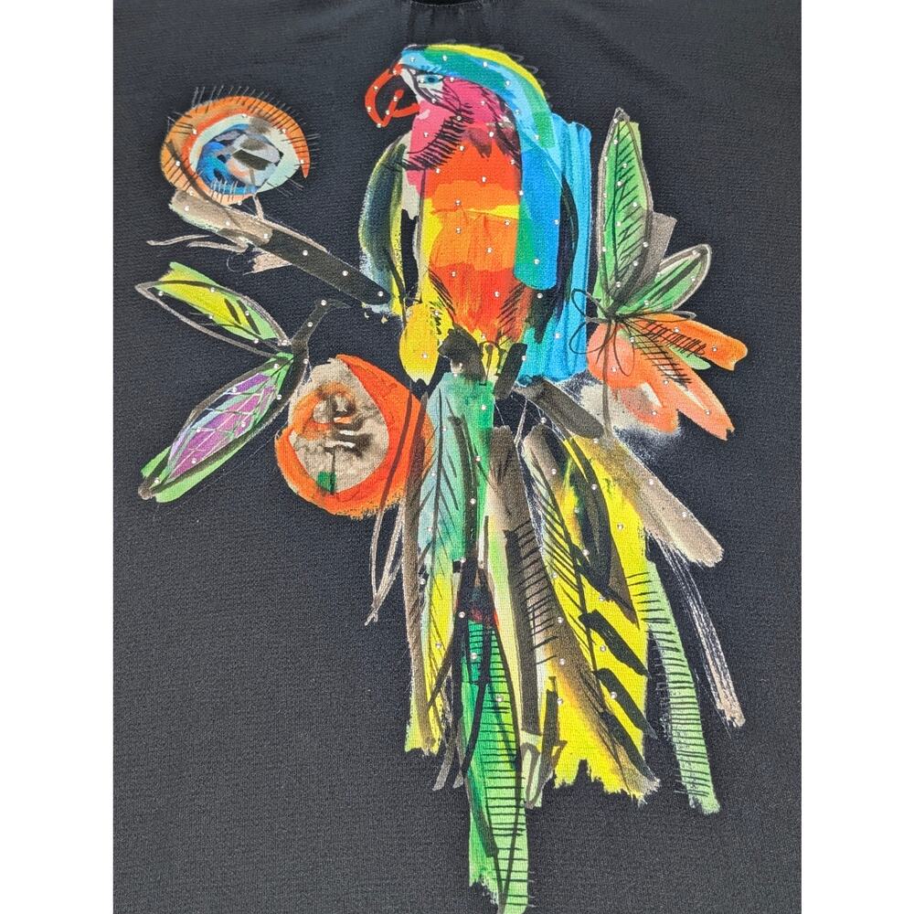 Ulla Popken Artistic Parrot Tee - Embellished Oversized Statement Top USA 16/18 - Picture 5 of 13